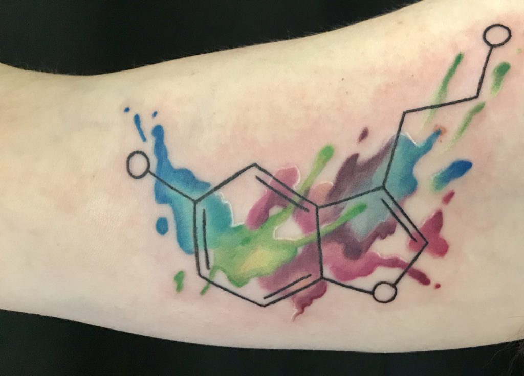 Small Serotonin Molecule Tattoo