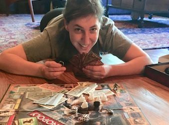 Mayim plays Hobbit Monopoly