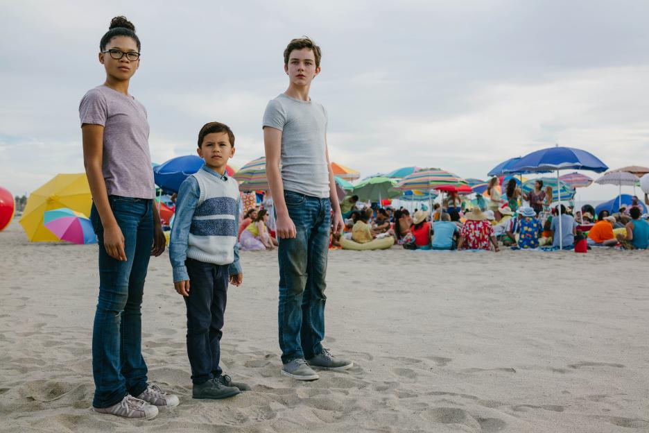 Storm Reid is Meg Murry, Deric McCabe is Charles Wallace Murry and Levi Miller is Calvin O’Keefe in A WRINKLE IN TIME