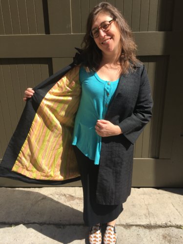Mayim's hand me down coat open