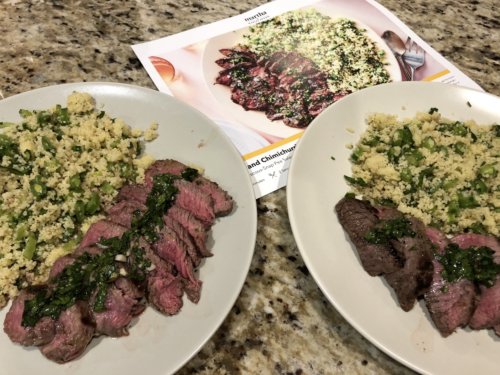Chimicurri steak and couscous salad from Marley Spoon