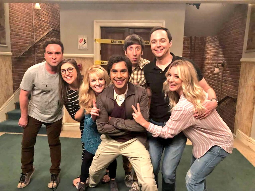 The cast of the 'Big Bang Theory' on their first day of filming season 12, the series final season.