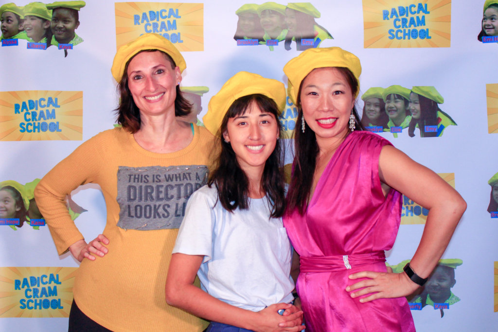 'Radical Cram School' director Jenessa Joffe, intern Nako Narter, and creator Kristina Wong at the premiere party in LA in August.