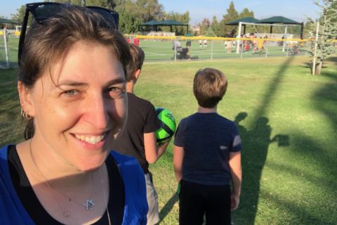 Mayim is a reluctant soccer mom