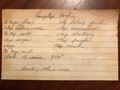 Pumpkin cookie recipe from Amy Lerner's mother — Thanksgiving dish