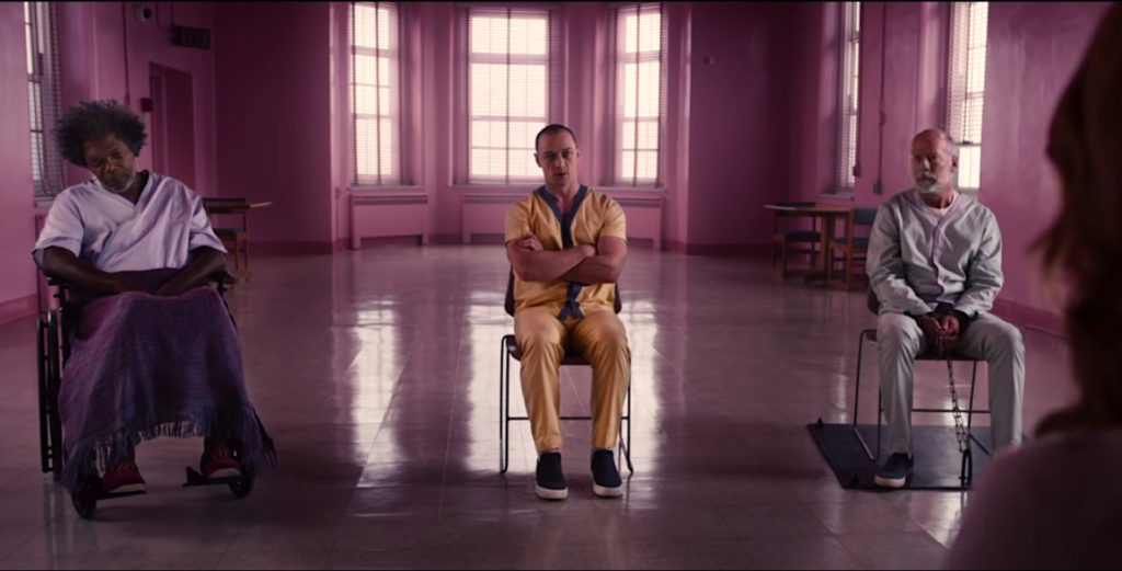 Samuel L. Jackson, James McAvoy and Bruce Willis in 'Glass'