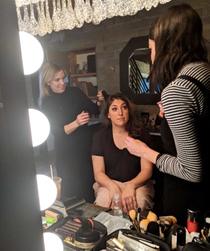 Mayim gets glammed by Emily and Chanel